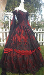 Gothic Medieval Lace Evening Dress with Court Train