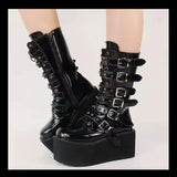 Gothic Punk Mid-Calf Platform Boots – Bold Style with Rivet Detailing