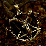 Pentagram Pan God Skull Goat Head Stainless Steel Pendant Necklace