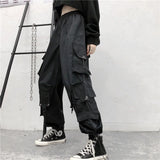 Punk-Style Casual Harem Pants with Functional Pocket Design