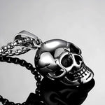 Edgy Stainless Steel 3D Skull Pendant Necklace for Punk Lovers