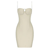 Strapless Sheath Bandage Mini Dress with Spaghetti Straps