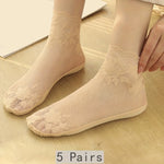 Elegant Floral Lace Invisible Socks for Women – Non-Slip, Lightweight Design