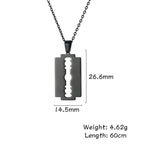 Steel Razor Blade Pendant Necklace - Punk Stainless Steel