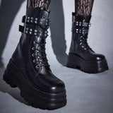 Gothic Platform Combat Ankle Boots – Bold Slip-On Street Style