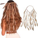 Boho Peacock Feather Adjustable Headdress - Women's Novelty Hair Band