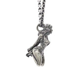 Silver Plated Captivity Bondage Goddess Pendant - Demon Girl Necklace