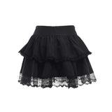 Black Gothic High-Waisted Pleated Mini Skirt with Chain – Streetwear Style