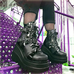 Gothic Platform Wedges Ankle Boots for Women: Comfy Fashion with a Cool Street Style