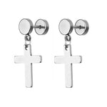 Stainless Steel Cross Skull Star Scorpion Tassel Chain Stud Earrings