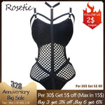 Gothic Lace Mesh Bodycon Bodysuit - Sleeveless & Hollow-Out Design