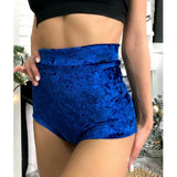 High Waist Velvet Stretch Shorts for Women