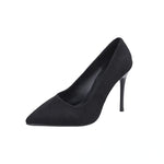 Flock High Heels Pumps Pointed Toe Classic