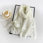 Long Cotton & Linen Scarf - Lightweight Solid Color Fashion Scarf