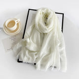 Long Cotton & Linen Scarf - Lightweight Solid Color Fashion Scarf