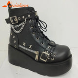 Gothic Platform Combat Ankle Boots – Bold Slip-On Street Style