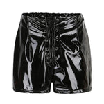 Leather Shorts Lace Up Wet Look Vinyl Hot Pants