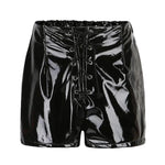 Gothic PVC Wet Look High-Waist Mini Shorts - Punk Dance Club Hot Pants