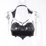 Gothic Backless Bat Top in PU Leather and Latex – Punk Egirl Style