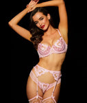 Luxury Lace Embroidery Fancy Underwear 3-Pieces Pushup Bra And Briefs Set - Alt Style Clothing