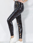 High-Waist Snake Print Leather Leggings – Slim Fit for a Sculpted Look