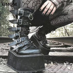 GIGIFOX Gothic Motorcycle Boots with Rivets – Punk Style for Winter