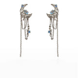 Gothic Irregular Moonstone Star Earrings – Trendy Asymmetrical Design