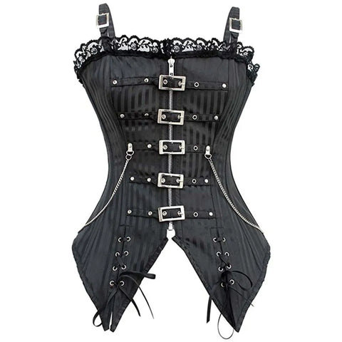 Lace Low-cut Zip Sling vest Gothic Style Slimming Corselet
