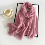 Long Cotton & Linen Scarf - Lightweight Solid Color Fashion Scarf