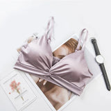 Adjustable Satin Triangle Cup Bra | Beautiful Back Design with Padded Support