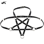 Woman Pentagram Punk Style PU Leather Harness Bra