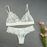 Ultra-thin Cup Bra and Panties Mesh Lace Underwear Set