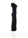 Gothic Elegant Fashion Dark Ruffles Split Long Dress - Alt Style Clothing