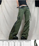 Gothic Lace-Up Patchwork Bandage Boot Cut Trousers - Distressed Streetwear Jeans