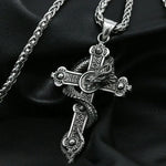 Gothic Skull Cross Pendant Necklace - Stainless Steel Unisex Viking Style