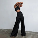 High Waist Satin Wide-Leg Trousers – Elegant Floor-Length Style