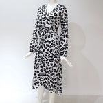 Leopard Print Asymmetrical Maxi Dress with Ruffle and High Split