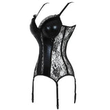 Gothic Lace Faux Leather Corset Bra Bustier