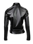 Ninimour Studded PU Leather Mock Neck Blouse – Long Sleeve Skinny Fit for Office Ladies