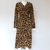 Leopard Print Asymmetrical Maxi Dress with Ruffle and High Split