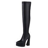 SaraIris Handmade Thigh High Pointed Toe Platform Boots - Sexy Over The Knee Boots for Winter Parties