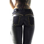 Women Pants Punk Rock Imitation Leather Pencil Pants - Alt Style Clothing