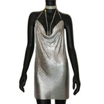 AKYZO Sexy Gold Sequined Patchwork Mini Dress - Alt Style Clothing