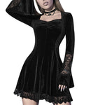 Goth Y2K Velvet Draped Bodycon Mini Dress