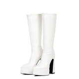 SaraIris Handmade Thigh High Pointed Toe Platform Boots - Sexy Over The Knee Boots for Winter Parties