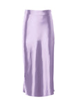 Solid Satin Silk High-Waisted A-Line Skirt - Elegant Office Wear