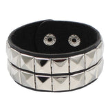 Multilayered Gothic Heavy Metal Leather Bracelet - Perfect for Rock and Metal Fans