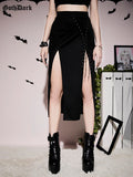 Goth Dark Grunge Bandage High Split Maxi Skirt