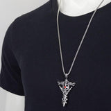 Gothic Double Dragon Cross Sword Pendant Necklace