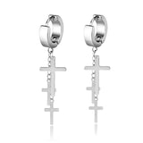 Stainless Steel Cross Skull Star Scorpion Tassel Chain Stud Earrings